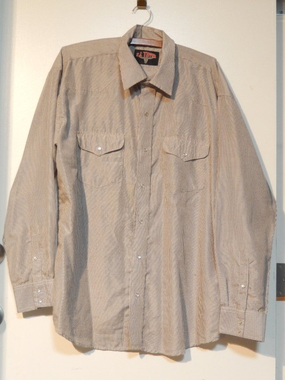 Vintage R.J. Tipper Western Shirt – Men's XL Tall – Brown Stripe